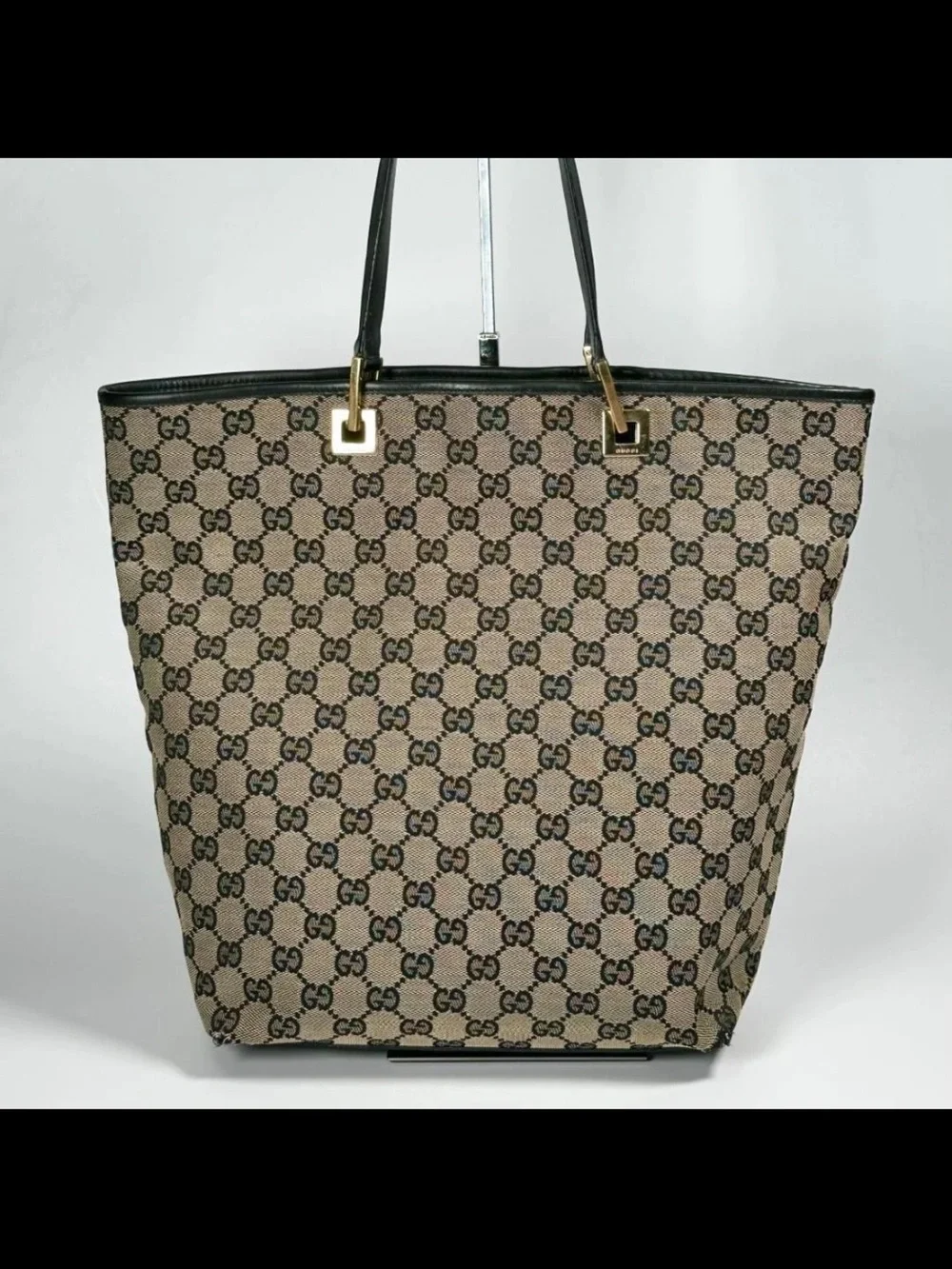 Gucci Monogram Canvas Tote Bag in Beige/Black